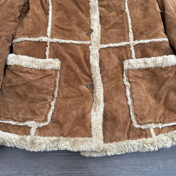 Y2K MUDD Jeans Penny Lane Coat Small Khaki Tan Suede Leather Rare - Picture 4 of 9